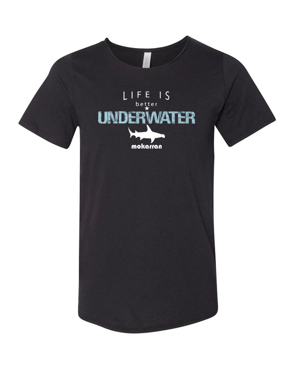 Tee shirt plongée noir pour homme life is better underwater