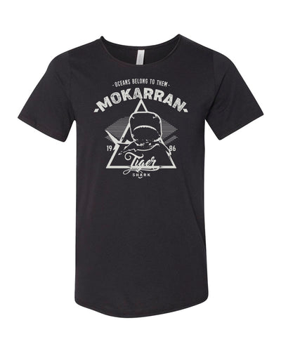 Tee shirt plongée requin tigre col brut pour homme noir