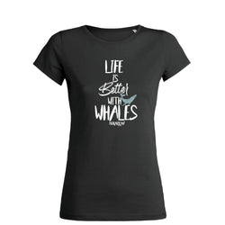 Life is Better with Whales crew neck t-shirt