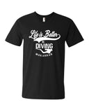 Life is better in diving men's v-neck diving t-shirt black