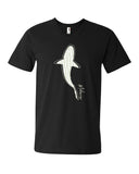 Men's v-neck diving t-shirt black shark