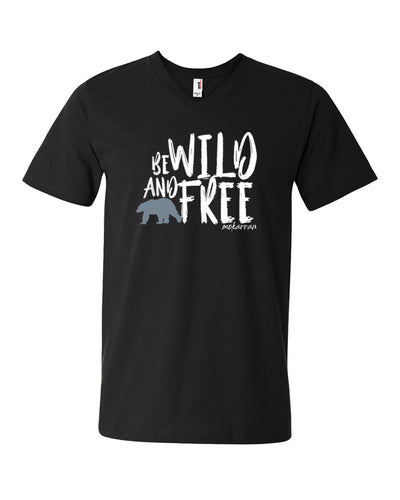 Tee shirt plongée col v homme ours polaire noir