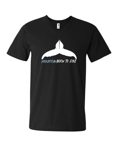 Tee shirt plongée col v homme baleine a bosse noir