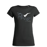 Women's round neck diving t-shirt black hammerhead shark