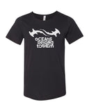 Black hammerhead shark diving t-shirt raw collar for man