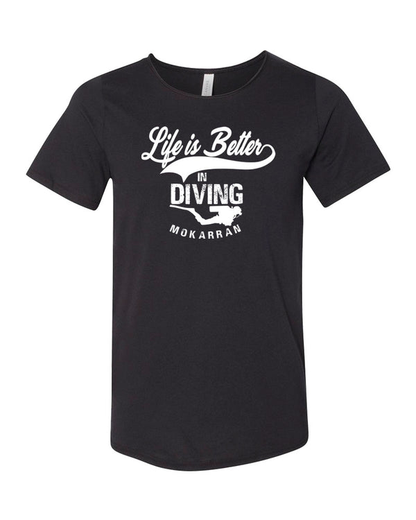 Tee shirt plongée noir pour homme life is better in diving