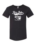 Men's black diving t-shirt life is better in diving