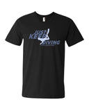 Men's v-neck diving t-shirt just keep diving black