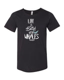 Dark gray diving t-shirt for men life is better with whale black