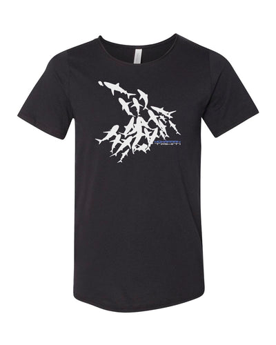 Tee shirt requin noir col brut pour homme