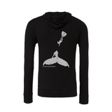 Humpback whale and diver men's light zip and hooded diving sweatshirts - black