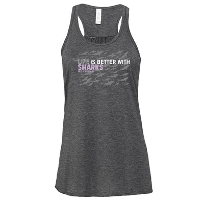 Dos nageur plongée femme life is better with sharks gris