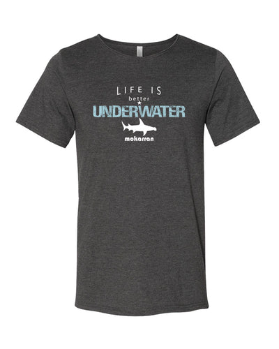 Tee shirt plongée gris foncé pour homme life is better underwater