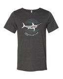 Dark gray men's swordfish diving t-shirt with raw collar