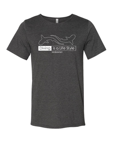 Tee shirt plongée Diving is a life style gris foncé col brut pour homme