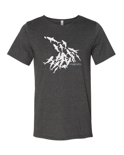 Tee shirt requin gris foncé col brut pour homme