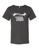 tee shirt plongée gris foncé requin marteau col brut pour homme