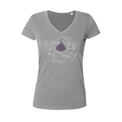T shirt gris chiné col v femme plongée requin océanique