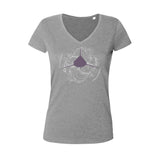 Gray heather v-neck t-shirt for women diving oceanic shark