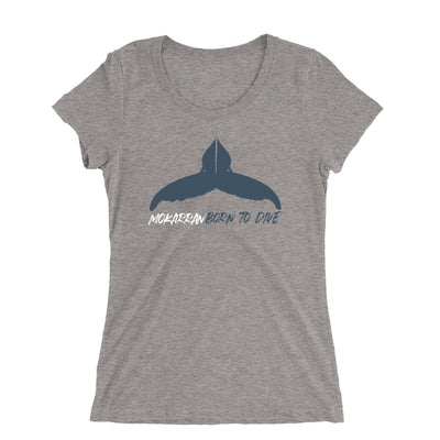 Tee shirt plongée femme col large baleine à bosse gris