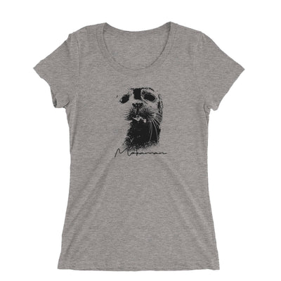 Tee shirt plongée à col large pour femme otarie gris