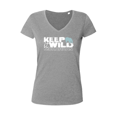 Tee shirts à col V pour femme ours polaire keep it wild gris