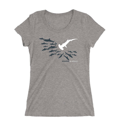 Tee shirt plongée femme col large requin marteau gris