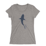 Tee shirt plongée à col large pour femme requin gris