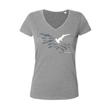 Gray hammerhead shark v-neck t-shirts for women