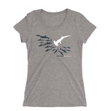 Gray hammerhead shark women's wide neck diving t-shirt