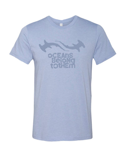 Tee shirts plongée requin marteau bleu chiné