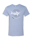Heather blue swordfish diving t-shirts