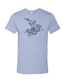 Heather blue shark wall diving t-shirts