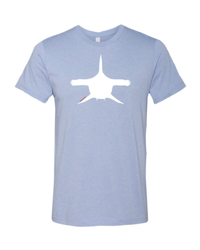 Tee shirts plongée requin marteau bleu chiné