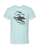 Ice blue shark wall diving t-shirts