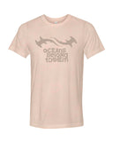 Tee shirts plongée requin marteau couleur pêche