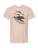 Tee shirts plongée mur de requin couleur pêche chiné