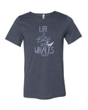 Dark gray diving t-shirt for men life is better with whale navy