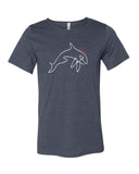 Men's navy orca diving t-shirt with raw collar