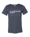 Men's navy blue diving t-shirt life is better with sharks