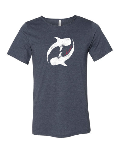 tee shirt plongée navy requin baleine col brut pour homme