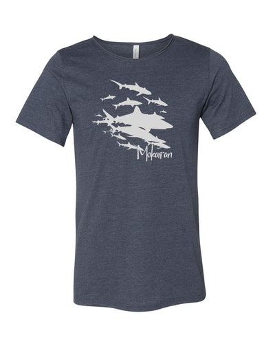 Tee shirt plongée requin gris col brut pour homme navy