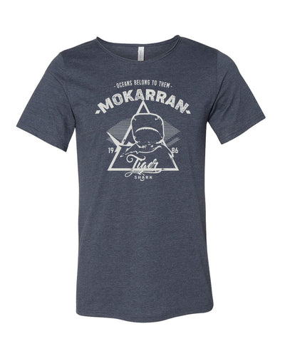 Tee shirt plongée requin tigre col brut pour homme navy