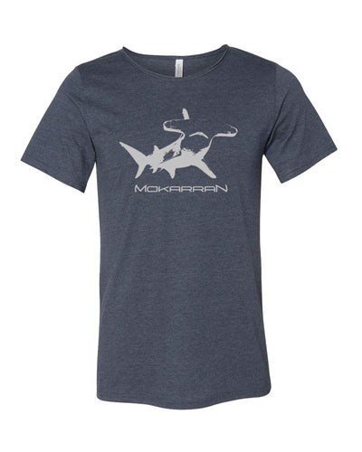 Tee shirt plongée requin marteau col brut pour homme navy