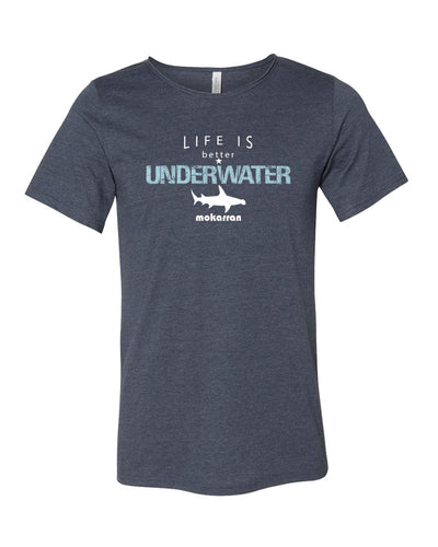 Tee shirt plongée bleu marine pour homme life is better underwater