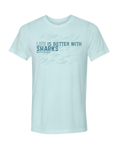 Tee shirt plongée bleu requin pour homme Life is Better with sharks