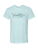  t-shirt bleu glacé requin ailerons blanc du récif