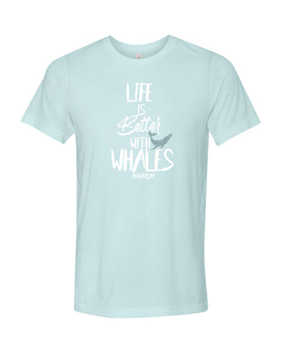 Tee shirt plongée gris foncé pour homme life is better with whale bleu