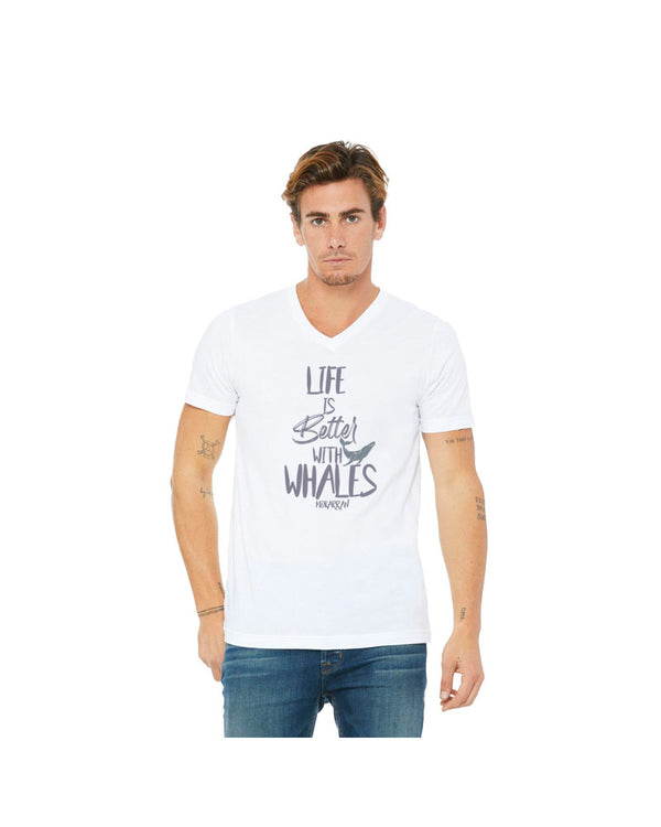 T-shirt col V Life is Better with Whales