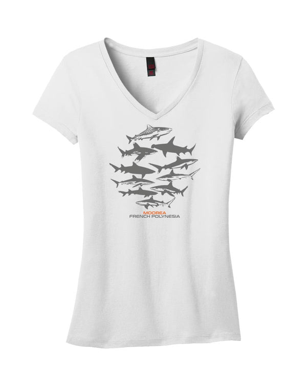 T-shirt col V femme Requin